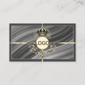 Smart Royal Grey Gold Crown Logo Foto en QR-code Visitekaartje (Voorkant)