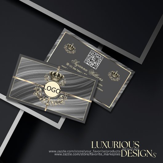 Smart Royal Grey Gold Crown met Logo en QR-code Visitekaartje