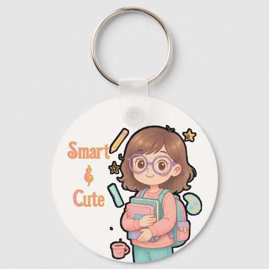  "Smart & Schattige" Schoolmeisje Sleutelhanger (Voorkant)