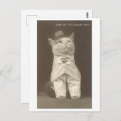 "Smart Set" Aangeklede Kat Briefkaart (Voorkant / Achterkant)