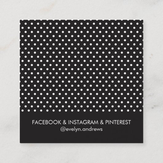 SMART SIMPLE SPOT mini polka dot mono zwart wit Vierkante Visitekaartje (Achterkant)