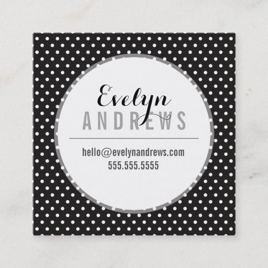 SMART SIMPLE SPOT mini polka dot mono zwart wit Vierkante Visitekaartje (Voorkant)