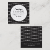 SMART SIMPLE SPOT mini polka dot mono zwart wit Vierkante Visitekaartje (Voorkant / Achterkant)