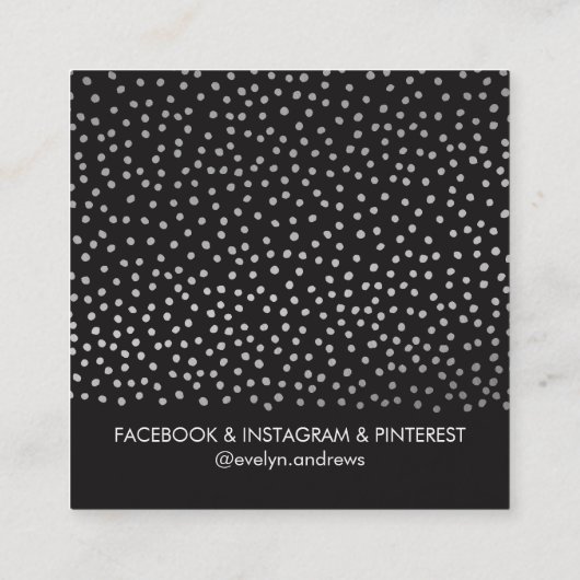 SMART SIMPLE SPOT mini polka dot zilver zwart Vierkante Visitekaartje (Achterkant)