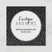SMART SIMPLE SPOT mini polka dot zilver zwart Vierkante Visitekaartje (Voorkant)
