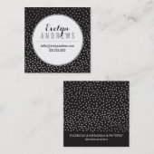 SMART SIMPLE SPOT mini polka dot zilver zwart Vierkante Visitekaartje (Voorkant / Achterkant)
