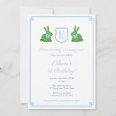 Smart some Bunny is 1 Boy 1st Birthday party Kaart (Voorkant)