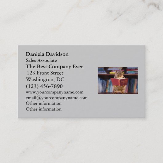 Smart Squirrel Een woordenboek lezen Visitekaartje (Voorkant)