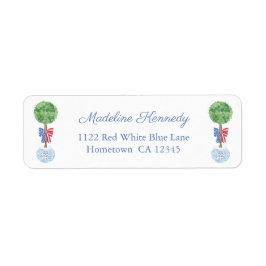 Smart Stars and Stripes Bow Boxwood Retouradres Etiket