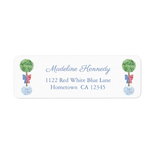 Smart Stars and Stripes Bow Boxwood Retouradres Etiket (Voorkant)