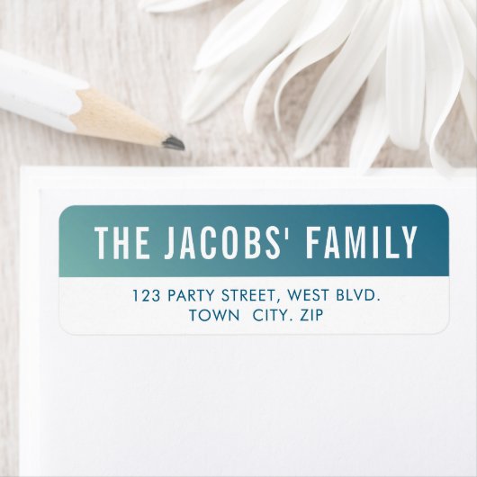 SMART stijlvolle moderne ombre mint blauw gradiënt Etiket (Insitu)