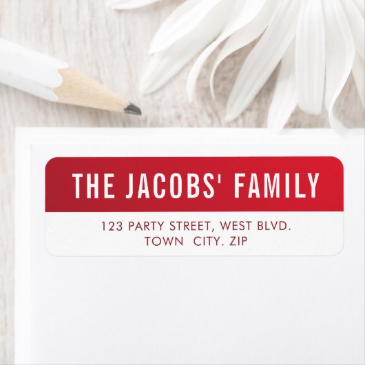 SMART stijlvolle moderne ombre rode bordeauxgradië Etiket (Insitu)