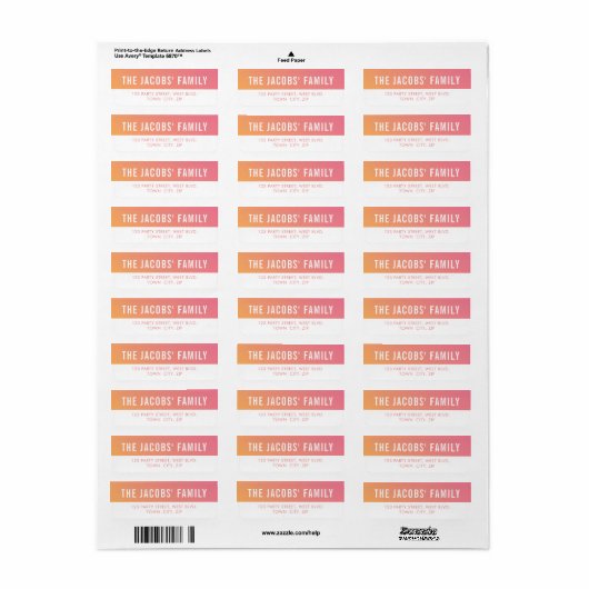 SMART stijlvolle moderne ombre roze gele gradiënt Etiket (Full Sheet)