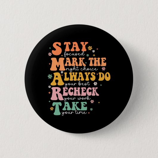 Smart Test Day Squad Grappige Student Teacher Test Ronde Button 5,7 Cm (Voorkant)