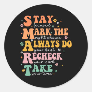 Smart Test Day Squad Grappige Student Teacher Test Ronde Sticker