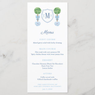 Smart Topiary Baby Boy Baptisme Party Reception Menu