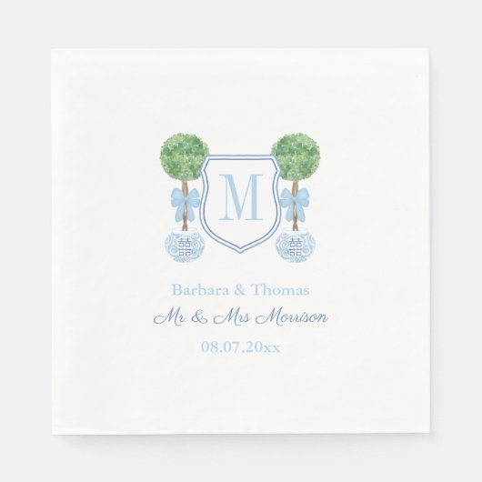 Smart Topiary Couples Wedding Crest Monogram Servet (Voorkant)