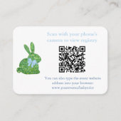 Smart Topiary Rabbit QR Code Baby shower Registry Informatiekaartje (Voorkant)