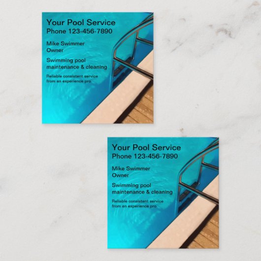 Smart Two Side Zwembad Service Vierkante Visitekaartje (Voorkant / Achterkant)