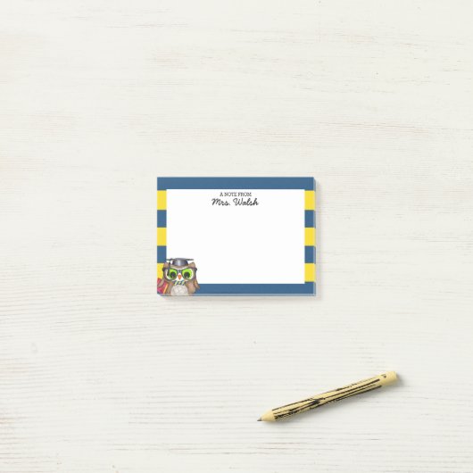 Smart Uil Blauw Goud Gepersonaliseerde leraar Post-it® Notes (Op bureau)