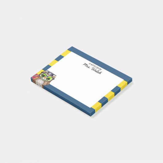 Smart Uil Blauw Goud Gepersonaliseerde leraar Post-it® Notes (Schuin)