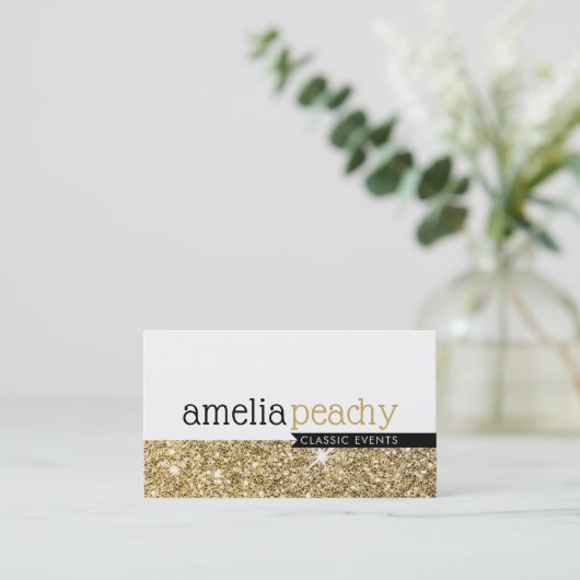 SMART VISITEKAARTJE stijlvolle glamoureuze gouden  (Staand voorkant)