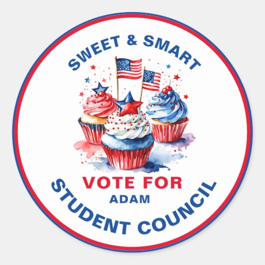 Smart Vote voor President van de klas: cupcake Ronde Sticker (Voorkant)
