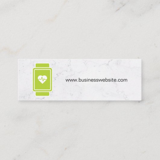 Smart Watch Hear Rate Monitor | Witte marmer Mini Visitekaartje (Achterkant)