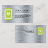 Smart Watch Heart Monitor | Metalen achtergrond Visitekaartje (Voorkant / Achterkant)