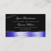 Smart zwart en blauw gebogen decor lijnen glinster visitekaartje (Achterkant)