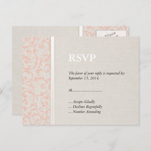 SmartElegance Coral RSVP Uitnodiging Briefkaart (Voorkant / Achterkant)