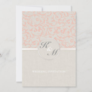 SmartElegance Coral Wedding Invitation (P) Kaart