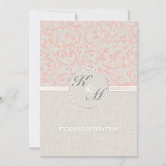 SmartElegance Coral Wedding Invitation (P) Kaart (Voorkant)