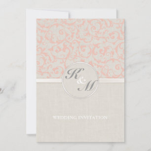 SmartElegance Coral Wedding Invitation (P) Kaart