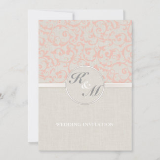 SmartElegance Coral Wedding Invitation (P) Kaart