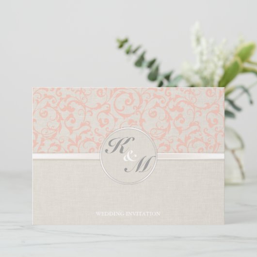 SmartElegance Coral Wedding Invitation (P) Kaart (Staand voorkant)