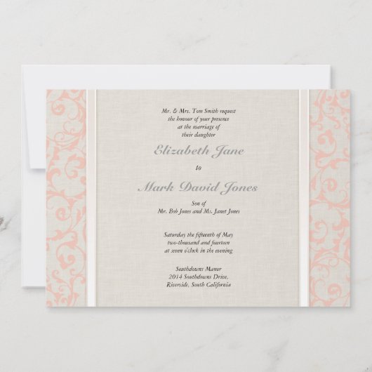 SmartElegance Coral Wedding Invitation (P) Kaart (Achterkant)