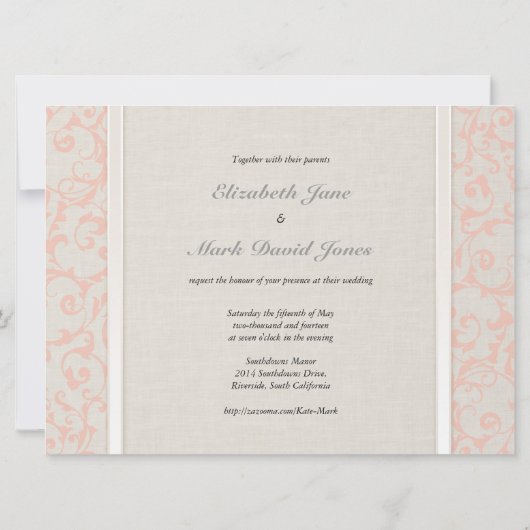 SmartElegance Coral Wedding Uitnodiging (Achterkant)