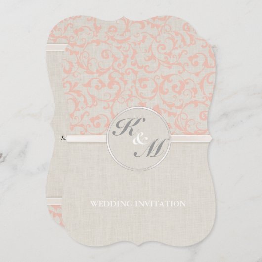 SmartElegance Coral Wedding Uitnodiging (Voorkant / Achterkant)