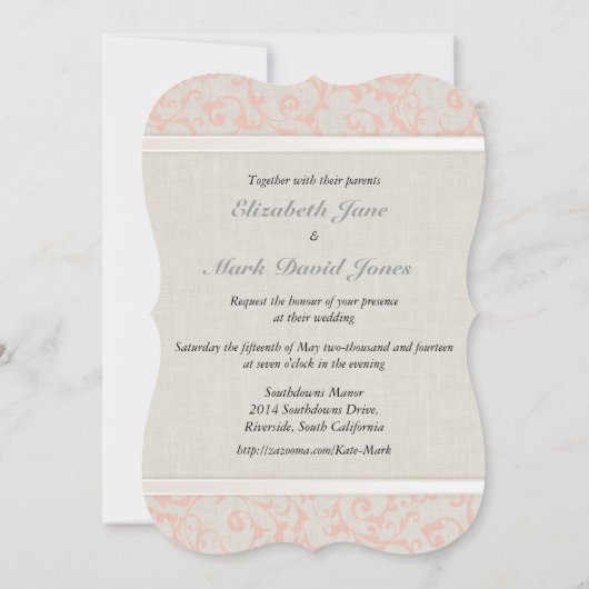 SmartElegance Coral Wedding Uitnodiging (Achterkant)