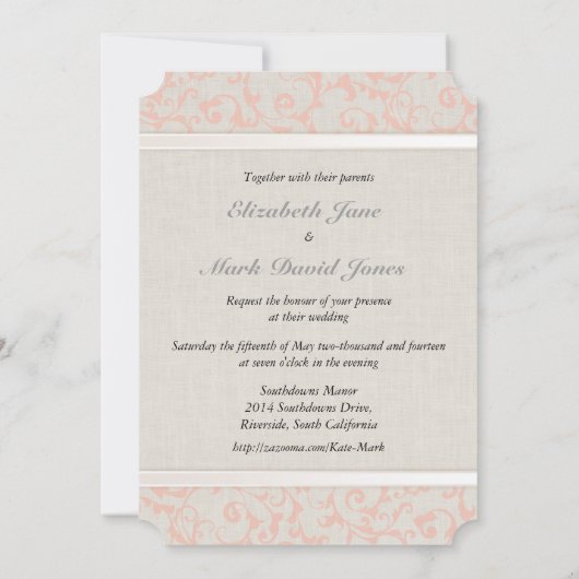 SmartElegance Coral Wedding Uitnodiging (Achterkant)