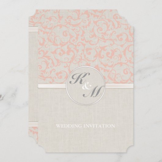 SmartElegance Coral Wedding Uitnodiging (Voorkant / Achterkant)