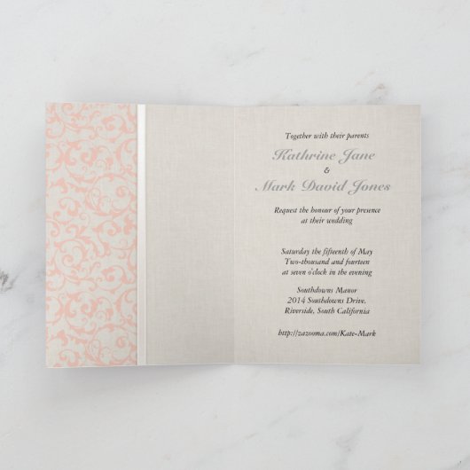 SmartElegance Coral Wedding Uitnodiging (Binnen)