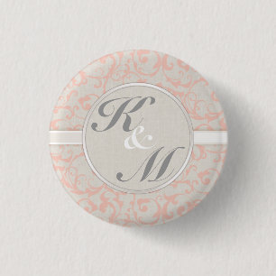 SmartElegance-linnen en koraal Ronde Button 3,2 Cm