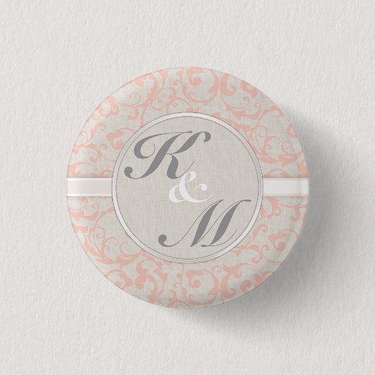 SmartElegance-linnen en koraal Ronde Button 3,2 Cm (Voorkant)