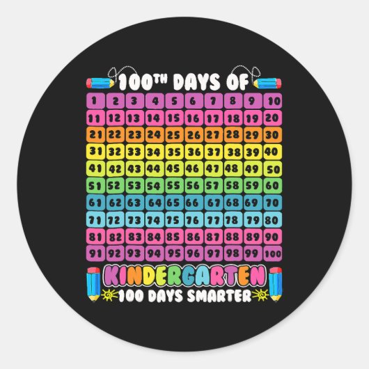 Smarter Numbers 100th Day Of Kindergarten 100 Days Ronde Sticker (Voorkant)