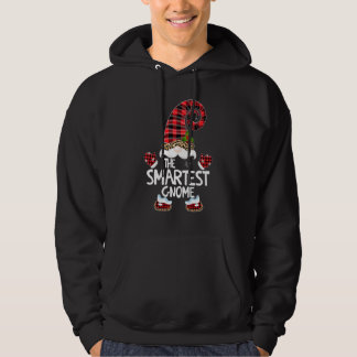 Smartest Gnome Buffalo Plaid Matching Christmas Pa Hoodie