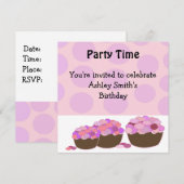 Smartie Cupcake Birthday Uitnodiging (Voorkant / Achterkant)