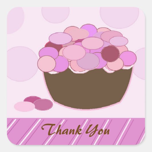 Smartie Cupcake Dank Je Vierkante Sticker (Voorkant)