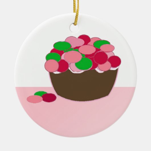 Smartie Cupcake Keramisch Ornament (Voorkant)